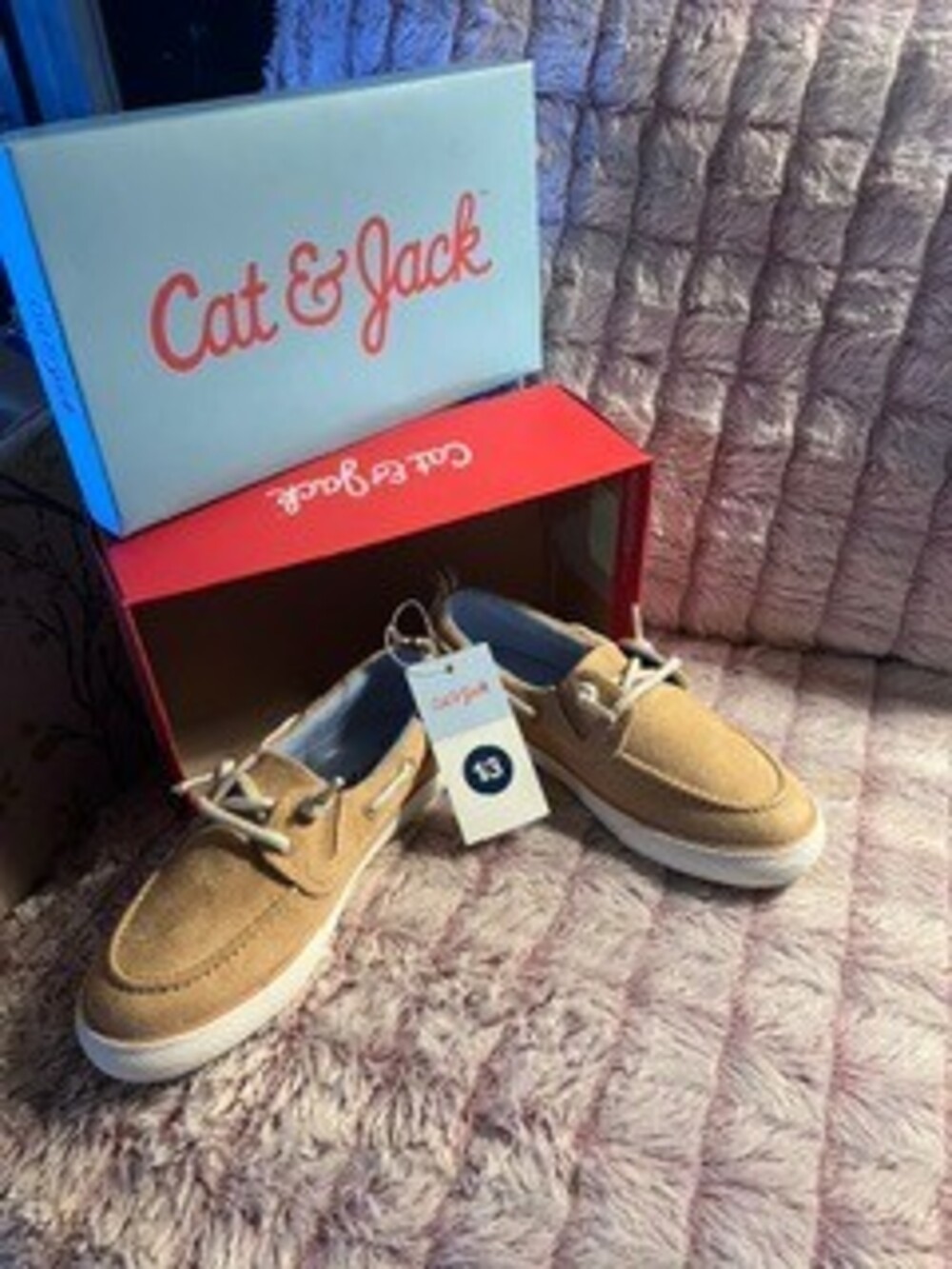 Cat & Jack Boat Shoes Size 13 Tan Suede Casual Kids Footwear